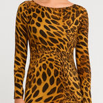 Leopard Print Long Sleeve Dress Brown Photo 0