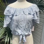 Free People Off-the-Shoulder Striped Ruffle Tie-Front Top | Size M | NWT $88 Photo 3