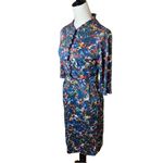 Vintage Claire Tiffany Traveler Abstract Ruffle Dress | Small | Pinup Rockabilly Blue Photo 1
