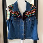 ROPA Embroidered Denim Jean Vest Size L Photo 0