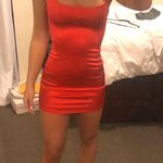 Lucy in the Sky Red Satin Dress Photo 2