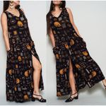 Bila Womens Vintage Boho Hippie Ethnic Elephant Print Front Slit Dress Size S Black Photo 1