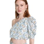 En Saison Maeve Floral One Shoulder Puff Sleeve Top Crop Top Blouse Size Large White Photo 0