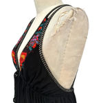 Free People  Lovers Cove Embroidered Tassel Mini Dress in Black Size XS‎ Photo 4