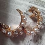 Crescent Gold Beaded Celestial Moon Earrings New Photo 5