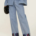 BENJAMIN BENMOYAL Cassette Tape‎ Hem Jeans Flip Cuff Size XS Blue Photo 0