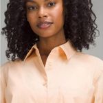 Lululemon S Relaxed-Fit Cotton-Blend Poplin Button-Down Shirt Peach Bell… Photo 3