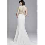 Nouvelle Amsale Bonnie Lace Crepe Illusion Column Wedding Dress Size 8 Photo 2