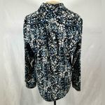 Elementz navy blue gray and white abstract print button down top size medium Photo 2
