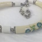 Vintage bone china bracelet floral floral white blue 9.5" Cottagecore Photo 1