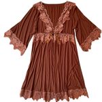 Deep V Neck Floral Lace Boho Babydoll Slip Dress Photo 6