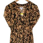Steve Madden NWT Tiered Printed V Neck Midi Dress Brown Size Small Lined Photo 2