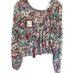 Free People Crop Floral Boho Long Sleeve Top Sz L NWT Photo 0