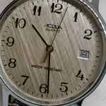 AQUA Acqua vintage date watch silver tone 32mm round case quartz stretch band running Photo 2