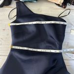 Eliza J One-Shoulder Side-Tuck Ruffle Hem Scuba Gown Navy Size US 2 Photo 11