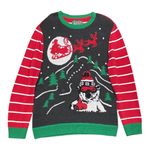 Ugly Christmas Sweater Women’s XL Holiday Sweater Polar Bear Santa & Reindeer Photo 0