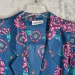 Pykettes Blazer Womens L Blue Pink Floral Print Vintage 80s 90s Cottagecore Size L Photo 3