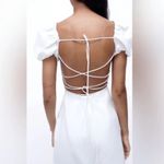 ZARA  Puff Sleeve Open Back White Linen Blend Milkmaid Mini Dress Women’s Size S Photo 1