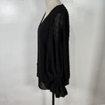 Vince Camuto  Womens Small Blouse Top Black Puffy Sleeves Shirt Lightweight VNeck Photo 5