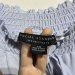 Sanctuary Social Standard by  Tallie Peasant Top Women's L Blue Smocked Tie Neck‎ Photo 4