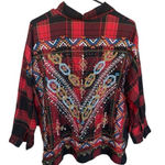 ZARA  beaded flannel women's plaid button-up shirt Photo 0