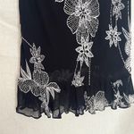 Vintage Y2K Eva Blue Black Floral Beaded V Neck Dress Women's Size 10 Photo 4