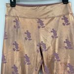 Disney Y2K Mickey Mouse Metallic Leggings Sz S Rose Gold Festival Twee Shiny Photo 2
