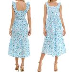 Draper James Cotton Poplin Ruffle Sleeve Sundress Blue White Paisley Size Small Photo 13