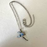 Silver tone and blue tinker bell pendant necklace Photo 1