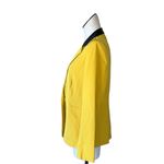 NWT Mustard Yellow Faux Leather Collar One Button Blazer SZ Photo 2