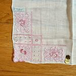 Vintage‎ Embroidered Floral Handkerchief Pink Photo 5