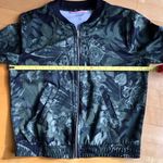 Old Navy  Active Leaf + Floral Bomber Jacket, Green, Black, Silver, Size M Photo 9