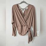 Buckle Top, Surplice Side Tie Top WILLOW & ROOT Size, XL Brown Photo 7