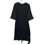 Vtg Jack Bryan Black Beaded Sleeve Midi Dress Sz L Evening Cocktail Shift Gown Size L Photo 2