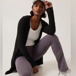 Athleta  Harmony Pose Hoodie Wrap + Pockets Ribbed fabric Black Size Medium Photo 0