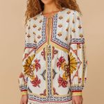 Farm Rio NWT  Off-White Marys Tiles Linen Mini Dress Medium Tropical Resort Beach Photo 0