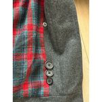 J. Gallery Vintage Flannel Lining Coat 70% Wool Sz 9/10 Large Oversized 90s Gray Photo 4