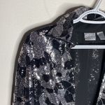 Chico's black and silver sequined front tie overshirt size M Photo 64