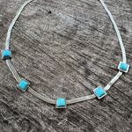 Silver plated Square turquoise necklace Snake Stainless Steel men womens jewelry Blue Photo 7