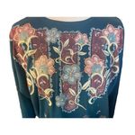 Sassy Sports Women's Vintage Teal Green Gold Floral Long Sleeve Crewneck Sweatsh Size XL Photo 2