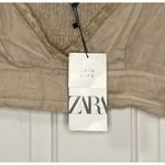 ZARA Lace V Neck Cropped Top 100% Linen Women’s Size Small Beige Ruffle Sleeve Photo 5