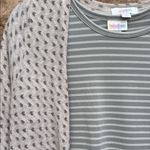 LuLaRoe Set Carly Striped Dress XS Sarah Textured Cardigan Duster S Gray Pink Photo 2