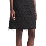 Banana Republic  Black T Shirt Dot‎ Dress Fringed Hem Sleeveless Sheath Sz 10 Photo 0