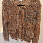 Sioni Size M Brown Speckled Textured Fringe with Pickets Cardigan Sweater Size M Photo 0