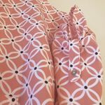 Geometric Daisy Design Salmon Color Long Sleeve Blouse Size Large by Notions Orange Photo 2