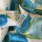 C&C California Vtg California Dynasty Womens Robe Sz L Satin Floral Long White‎ Blue Tie Photo 10