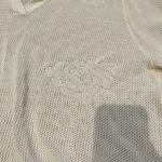 Cream Knit Short Sleeve Collared Sweater See Through Flowers Floral Womens 3X Photo 1