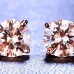 ROSE GOLD Lab Made Champagne Topaz Stud Earrings Pink Photo 0