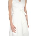 DKNY White Wrap Dress Embroidered Hem Formal Midi Dress Sleeveless Size 8 Photo 0