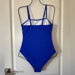 Viottiset Women's Bandeau One Piece Swimsuit Strapless High Cut Out Blue Small Photo 3